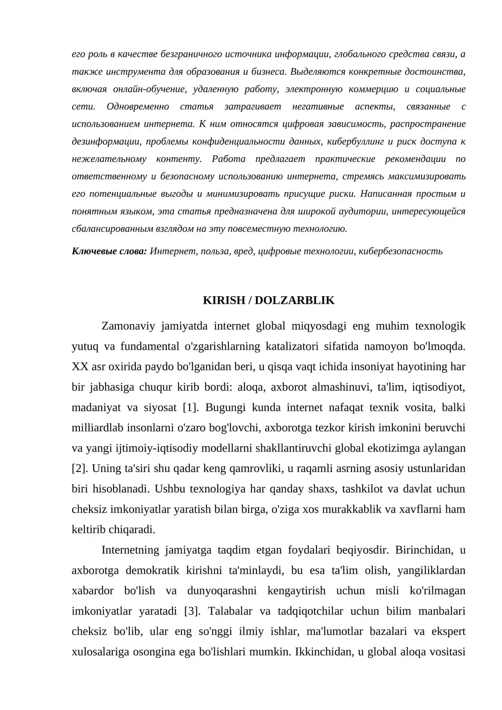 INTERNETNING FOYDASI VA ZARARI 2