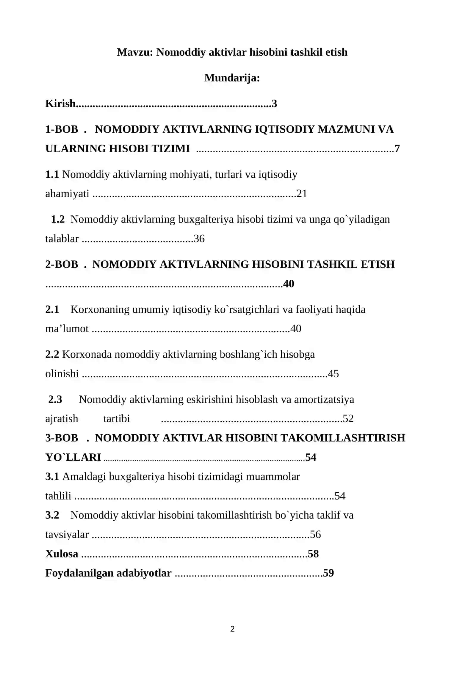 Nomoddiy aktivlar hisobini tashkil etish 2