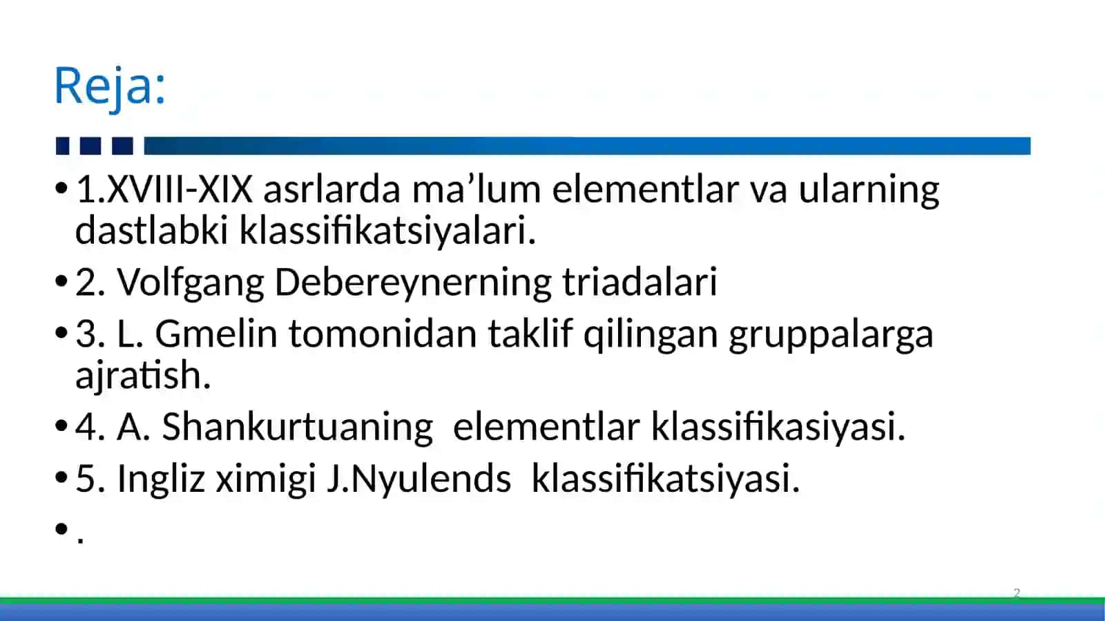D.I.MENDELEYEV TOMONIDAN DAVRIY QONUNNING OCHILISHI 2