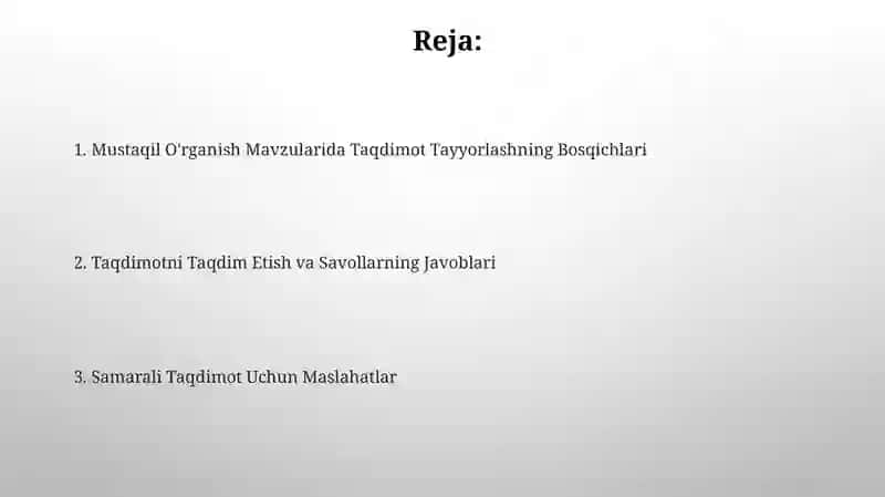 Mustaqil O'rganish Mavzularida Taqdimot Tayyorlashning Bosqichlari 2