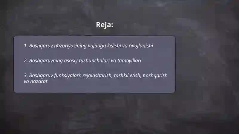 Boshqaruv nazariyasi 2