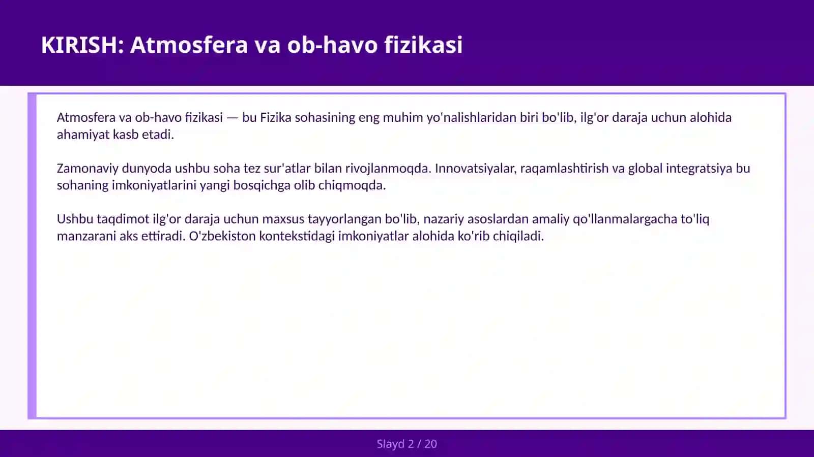 ATMOSFERA VA OB-HAVO FIZIKASI 2