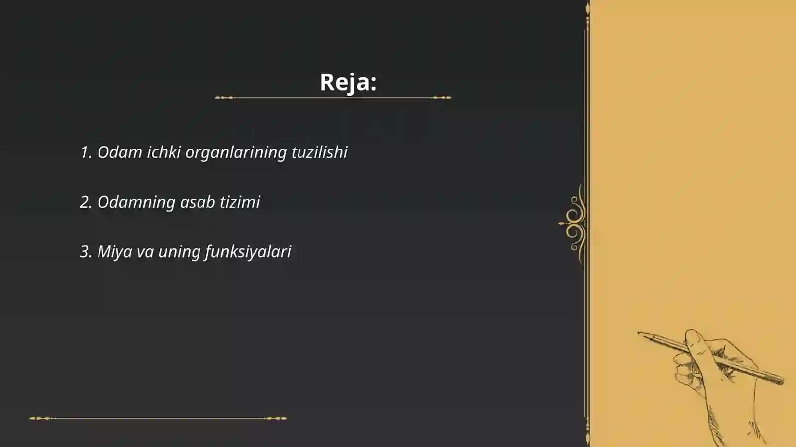 Odamlar Tana Tuzilishi va Funksiyalari. Analizatorlar Tuzilishi va Vazifalari 2