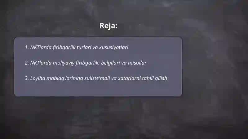 NKTlarda firibgarlik risklari, ularni aniqlash va oldini olish 2