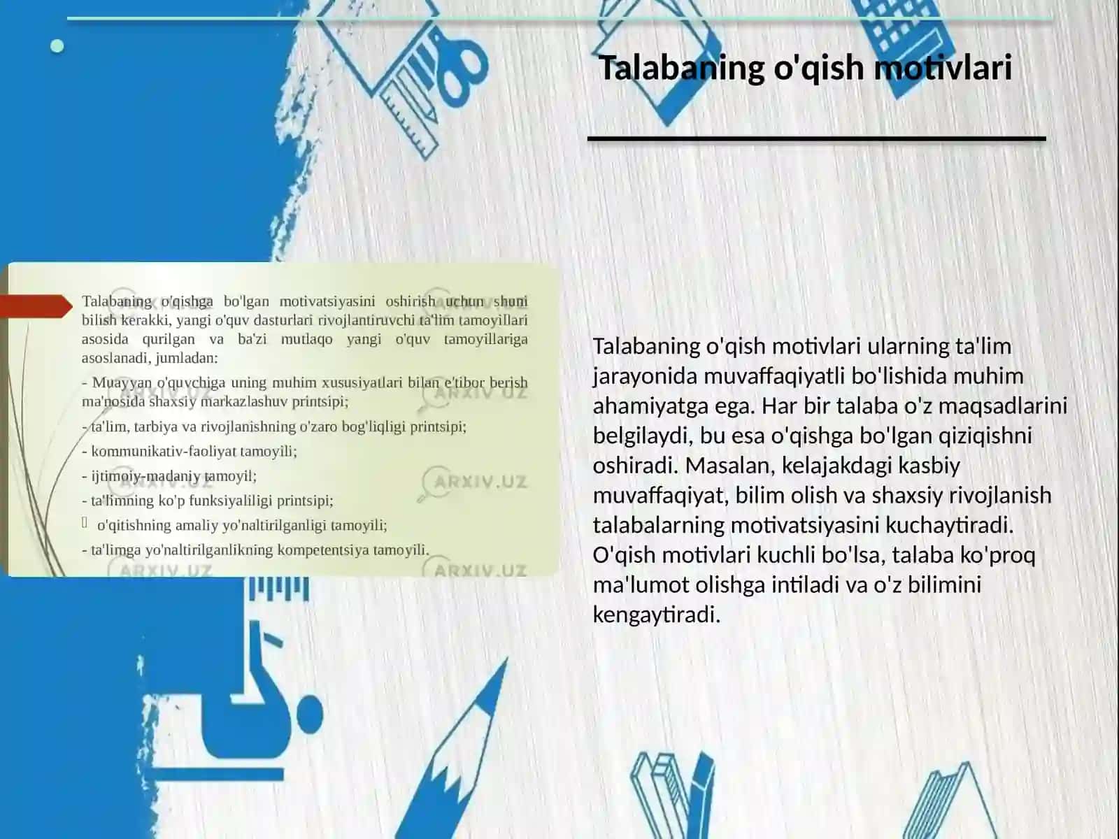 Talabaning o'qish motivlari 2
