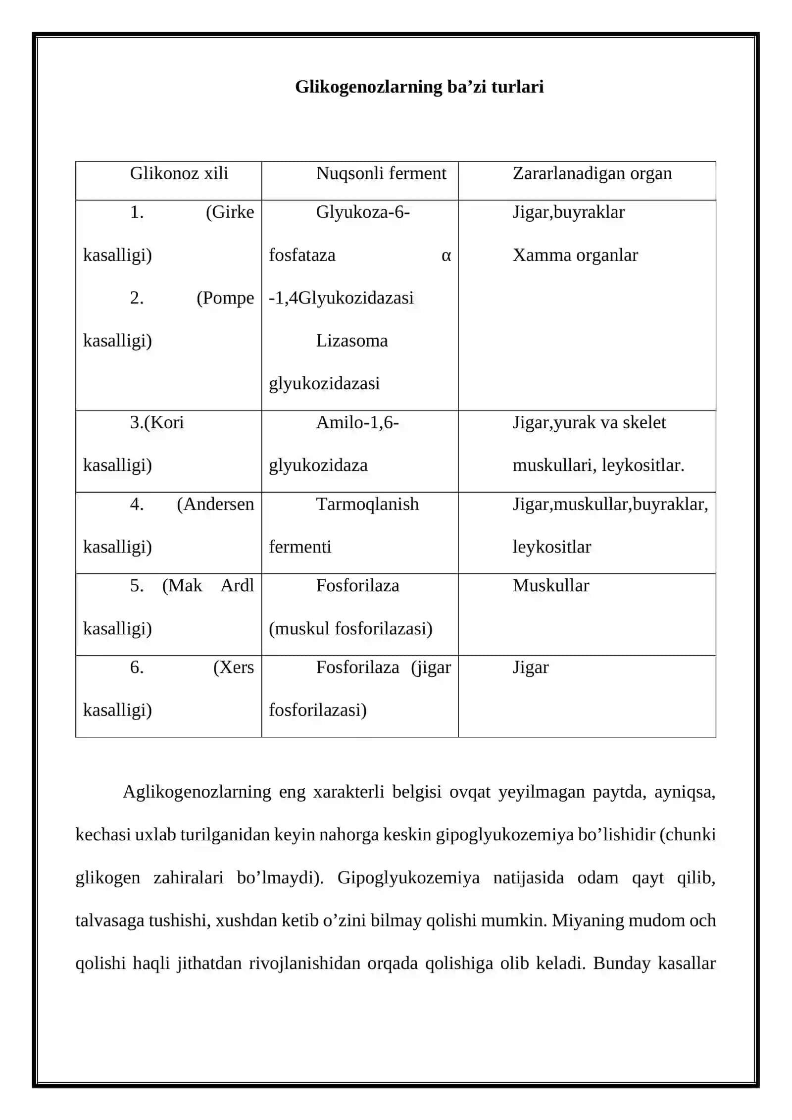 Glikogen kasalliklari 2