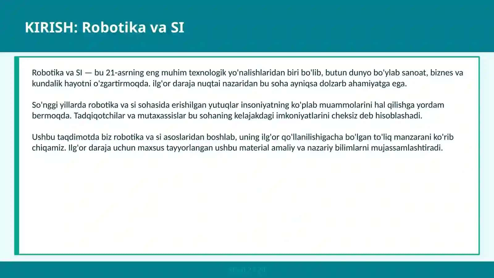 Robotika va SI 2