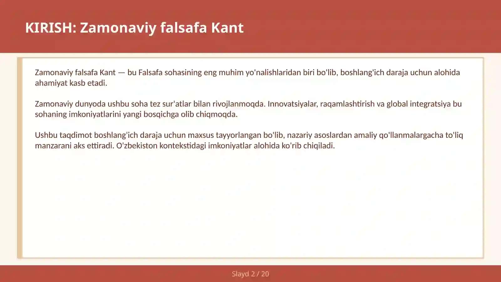 Zamonaviy falsafa Kant 2