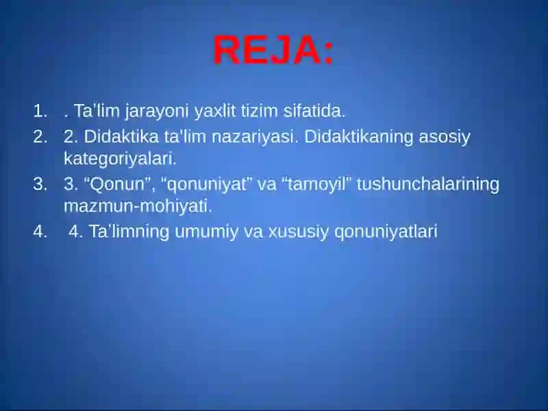 Ta’limning umumiy va xususiy qonuniyatlari 2