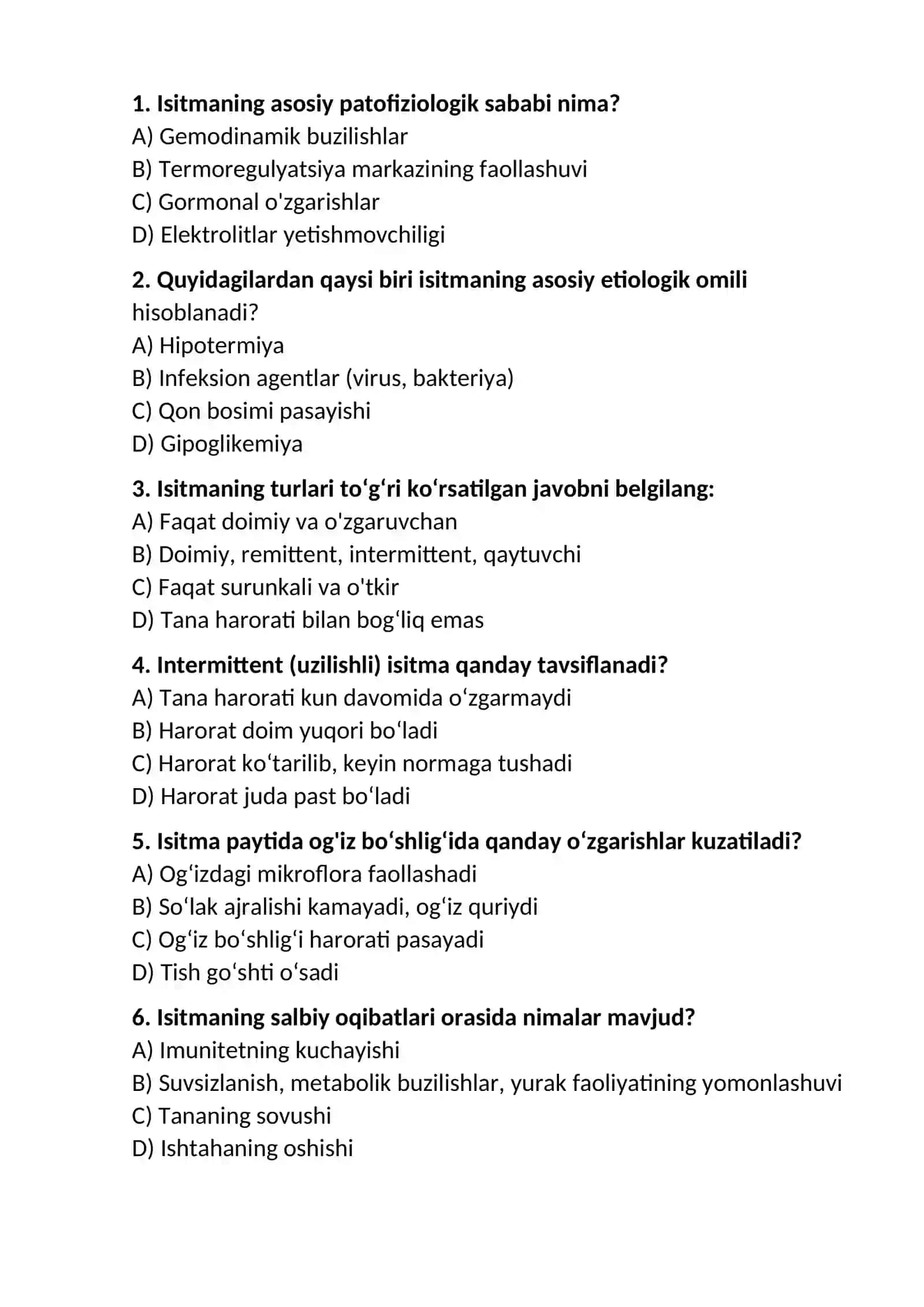 Isitmaning patofiziologiyasi 2
