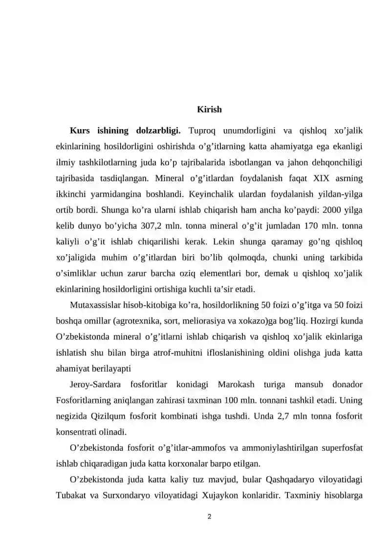 O`zbekistonda agrokimyo fanining rivojlanish tarixi 2