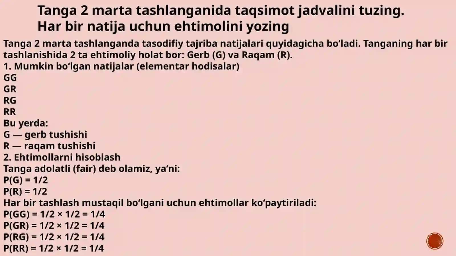 EHTIMOLLAR NAZARIYASI VA MATEMATIK STATISTIKA 2