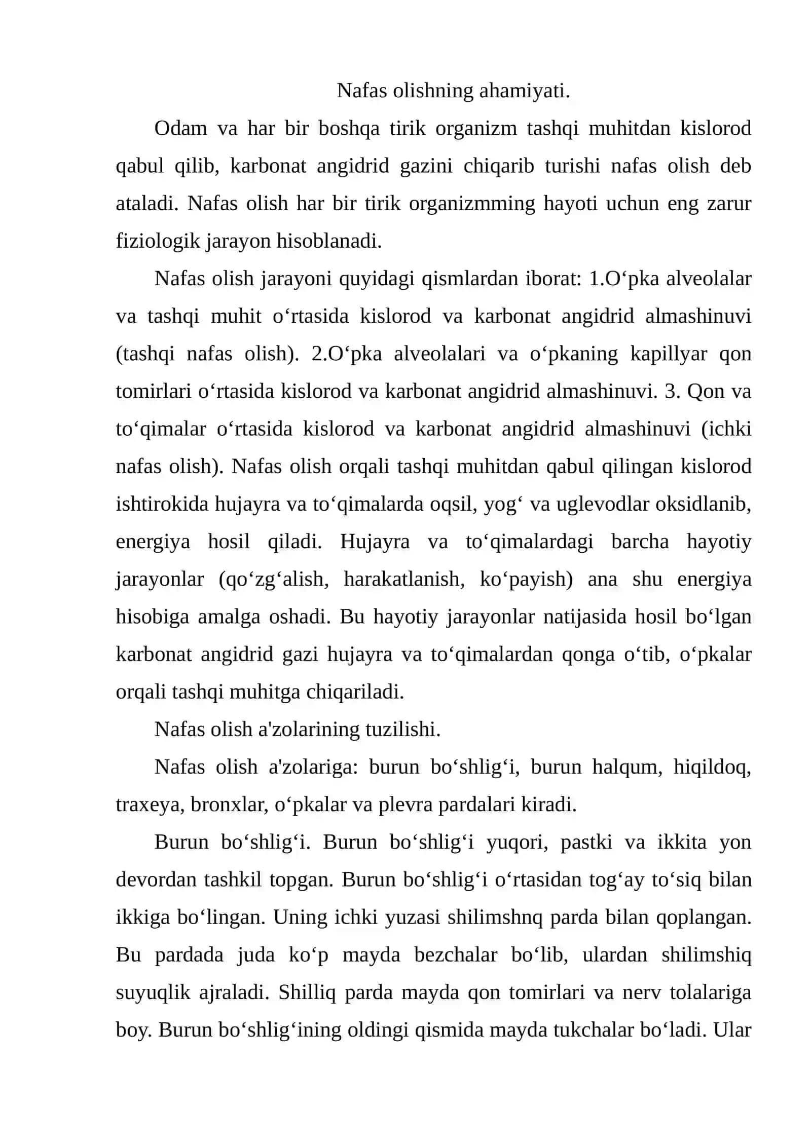 Nafas olish a'zolarining tuzilishi 2