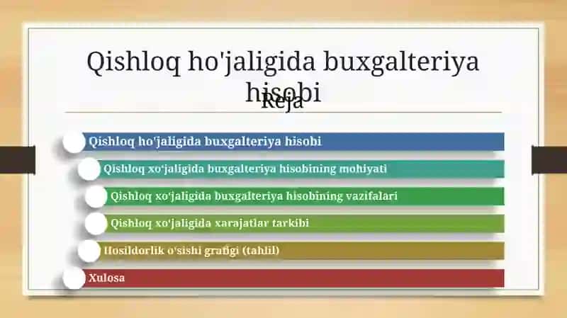 Taqdimot  Qishloq ho'jaligida buxgalteriya hisobi 2
