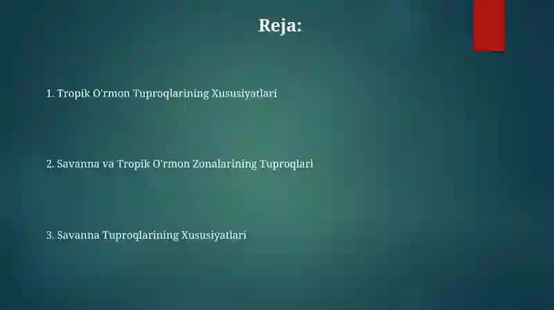 Savannalar va tropik oʻrmonlar tabiat zonasi tuproqlari 2