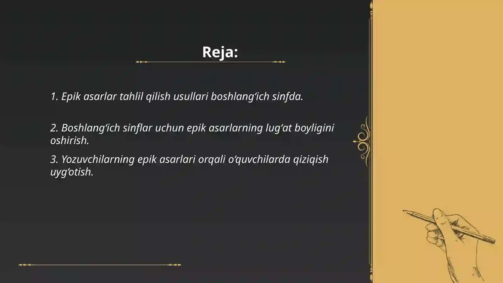 Epik asarlar ustida ishlash 2