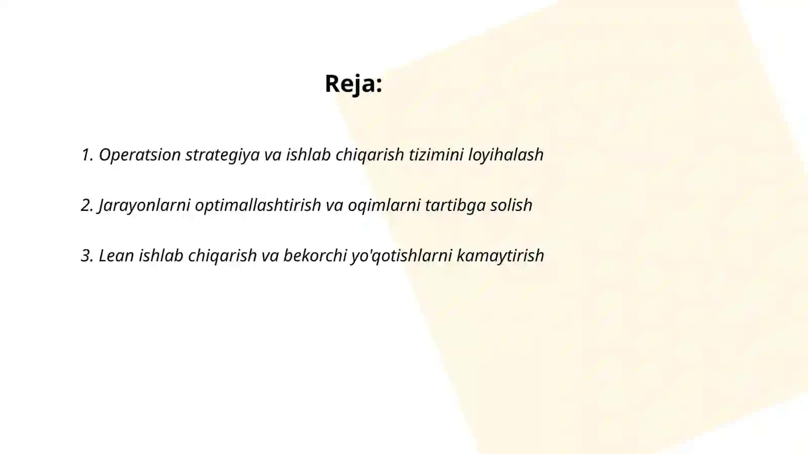 Operatsion menejment usullari va vositalari 2