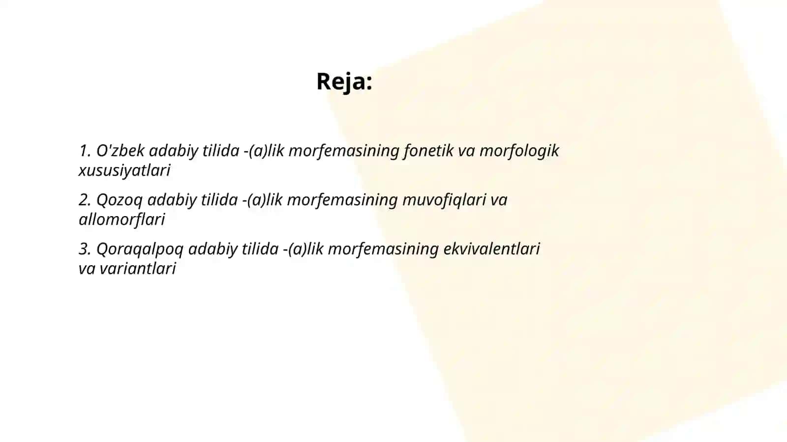 O'zbek adabiy tilida -(a)lik morfemasi 2
