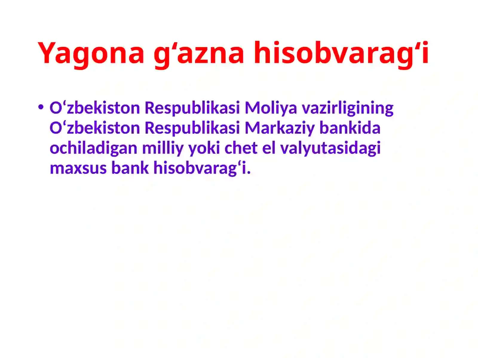 Yagona g‘azna hisobvarag‘i 2