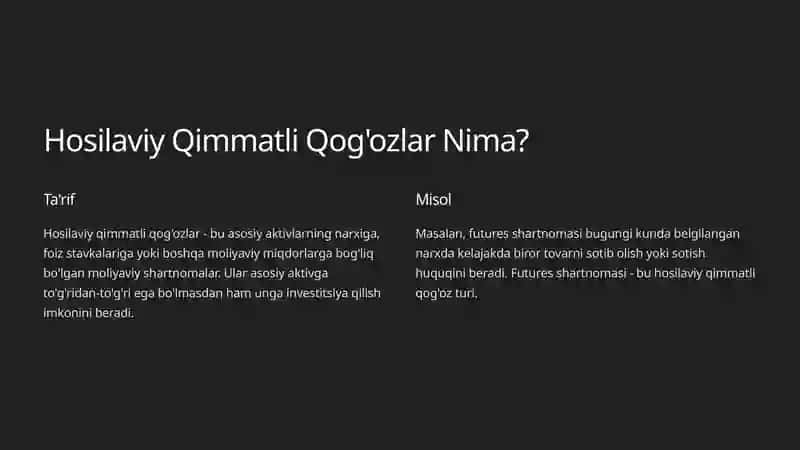 Hosilaviy Qimmatli Qog'ozlar 2