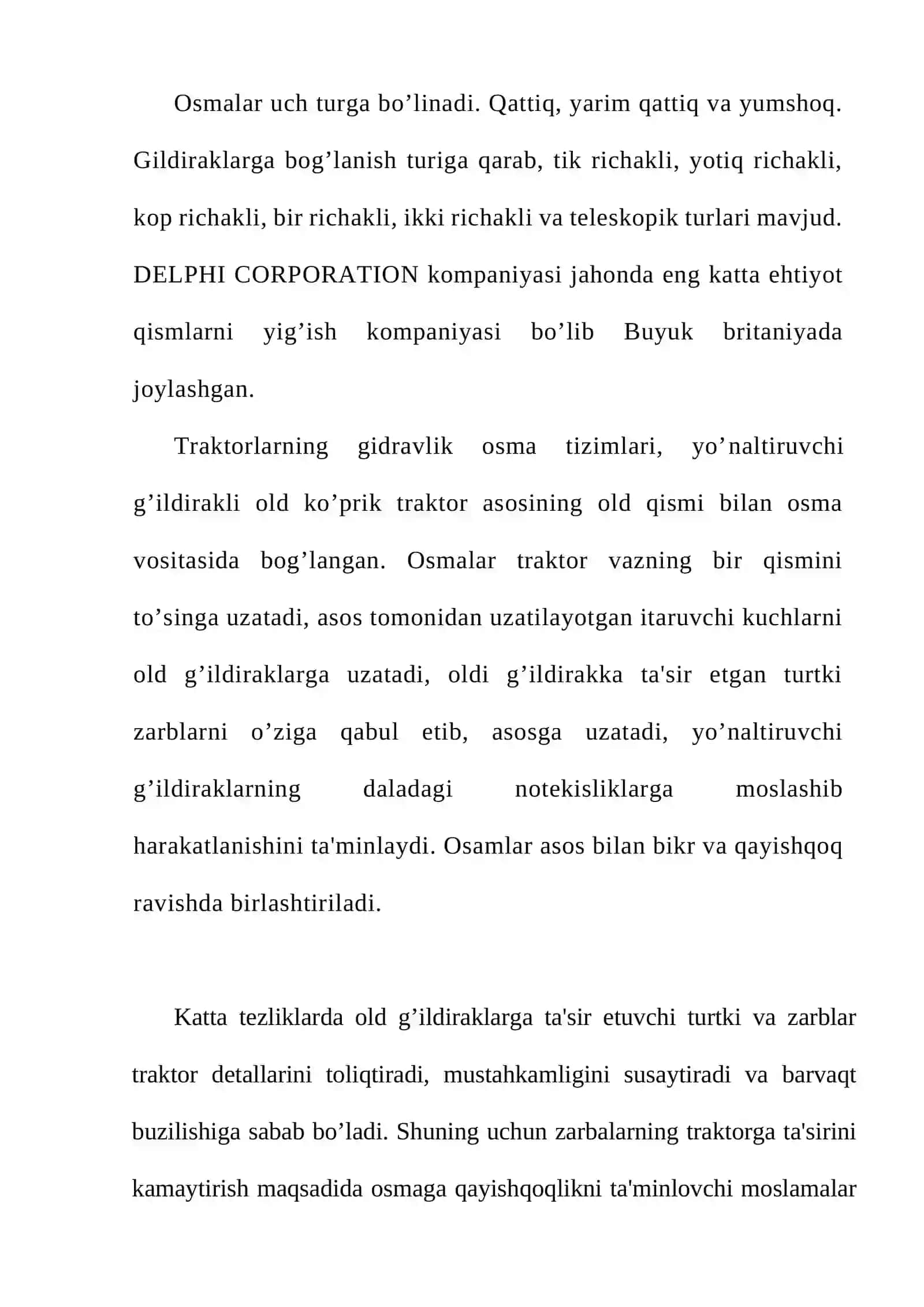 Traktorlarning ajratilgan agregat gidravlik tizimlari 2
