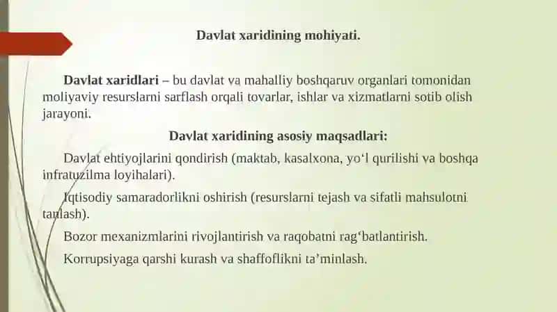 Davlat xaridining mohiyati va uning ijtimoiy-iqtisodiy ahmiyati 2