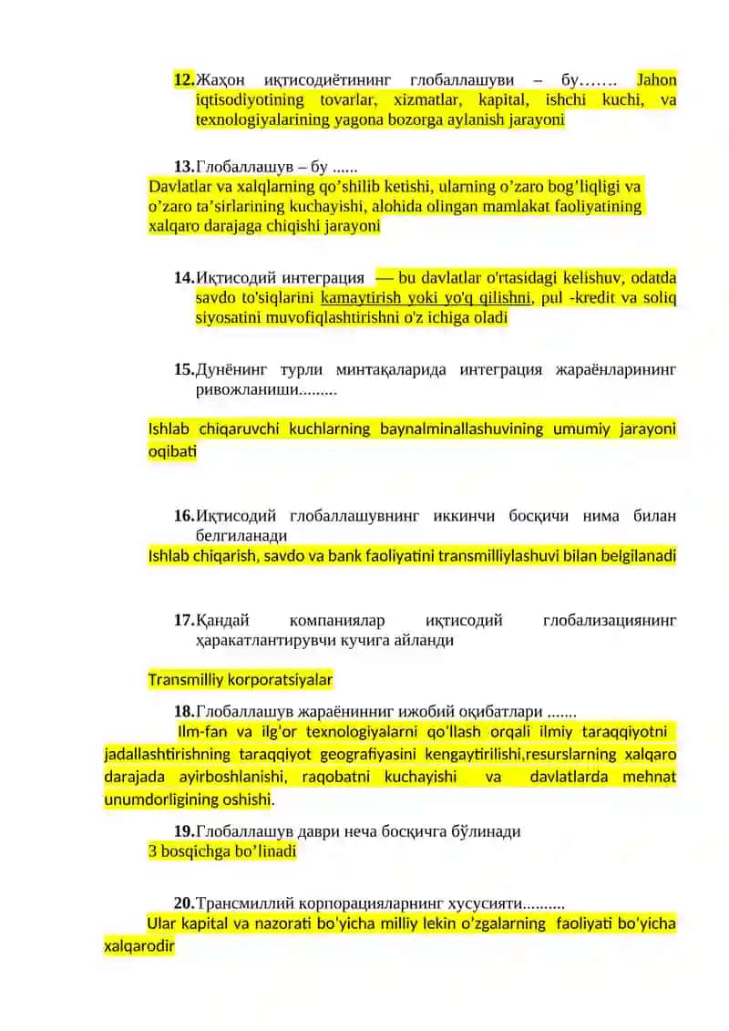Жаҳон иқтисодиёти 2