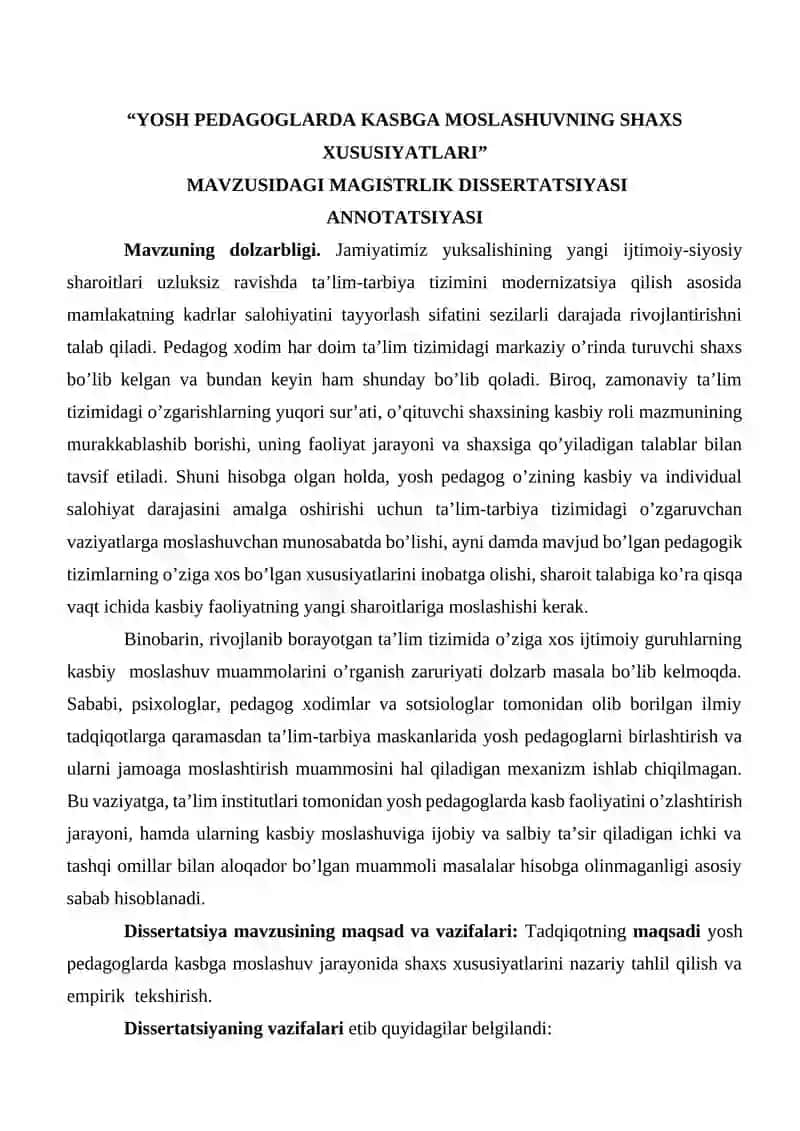 YOSH PEDAGOGLARDA KASBGA MOSLASHUVNING SHAXS XUSUSIYATLARI 2