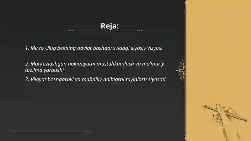 Mirzo Ulug'bek - davlat arbobi 2