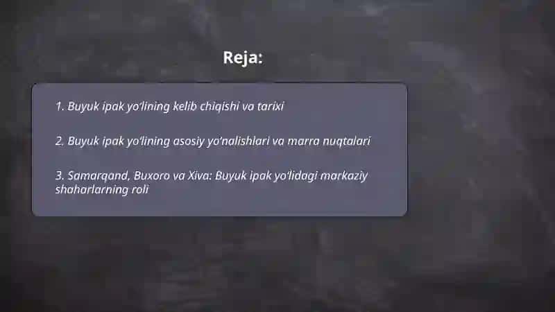 Buyuk ipak yoʻli haqida 2