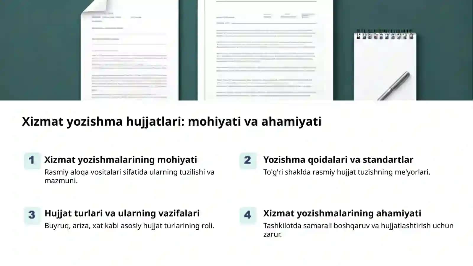 Ma'lumot va xizmat yozishma hujjatlari 2