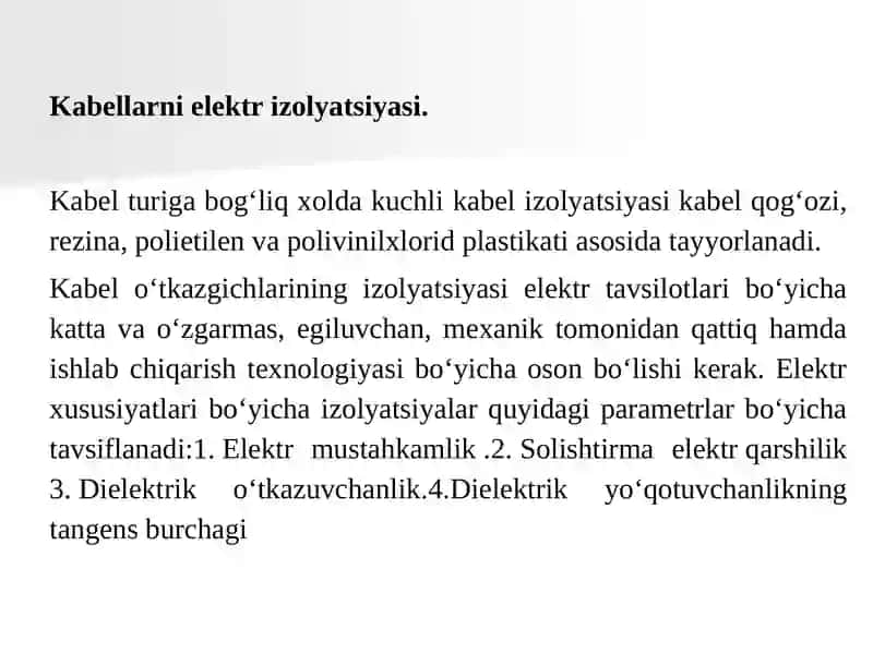 Kabel izolyatsiyasi 2