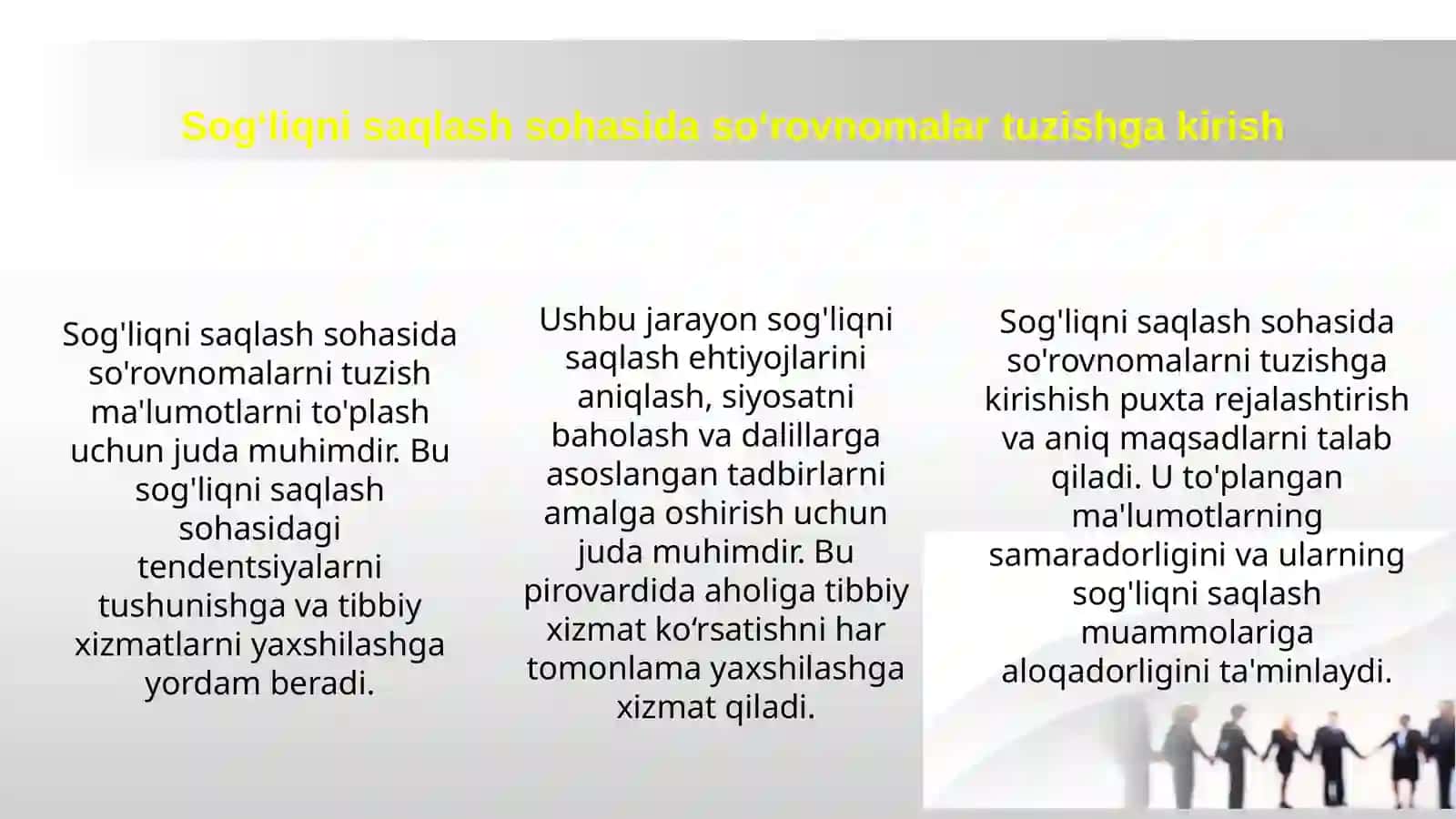 Sog'liqni saqlash sohasida so'rovnomalarni tuzish 2