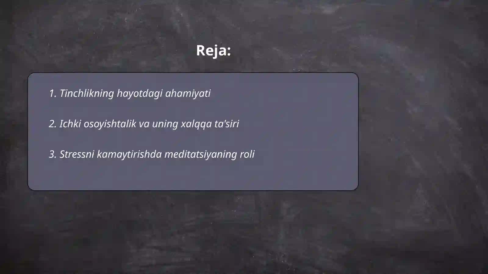 Tinch va hotirjam yashash baxti 2