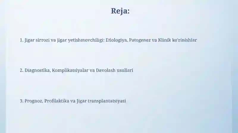 Jigar sirrozi va jigar yetishmovchiligi 2