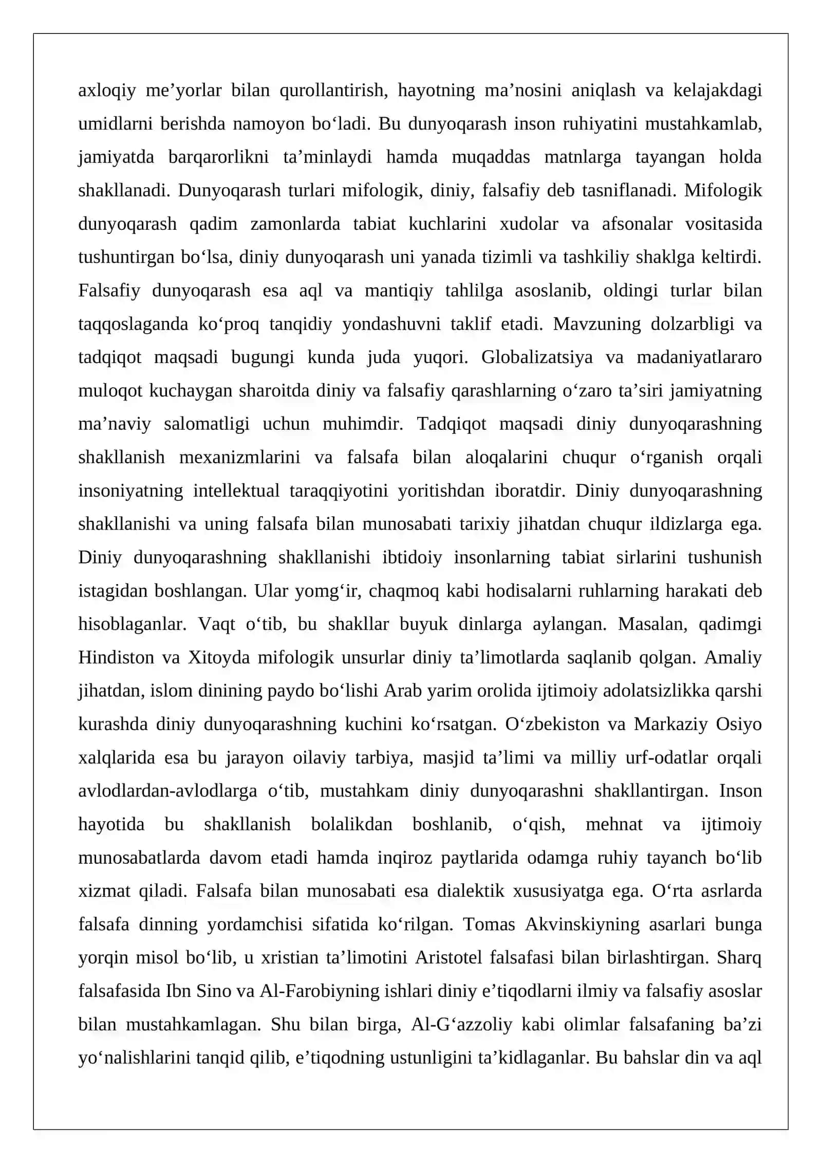 Diniy dunyoqarashning shakllanishi va uning falsafa bilan munosabati 2