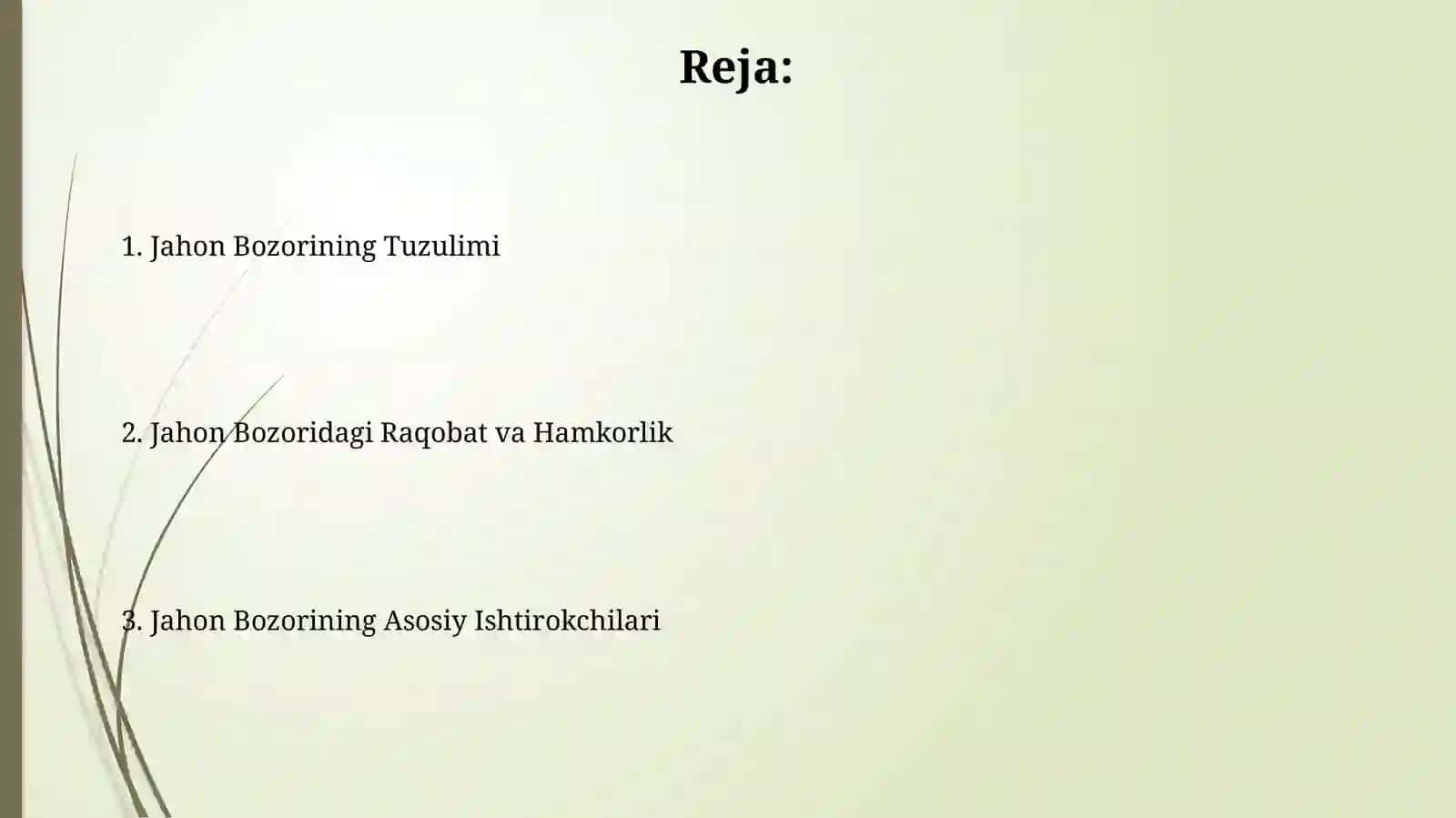 Jahon bozorining tarkibi 2