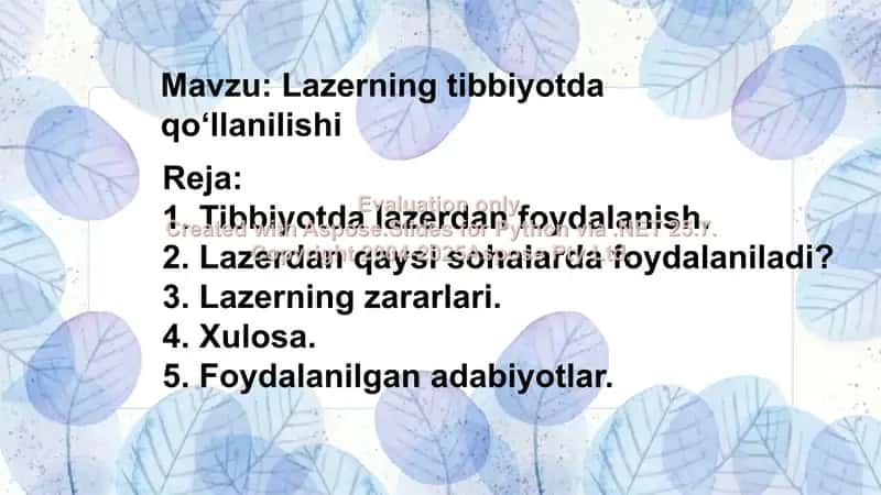 Lazerning Tibbiyotda Qo'llanilishi 2