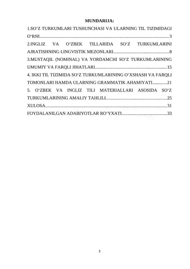 SO‘Z TURKUMLARI TASNIFI VA UMUMIY XUSUSIYATLARI (INGLIZ VA O‘ZBEK TILLARI QIYOSIDA) 2