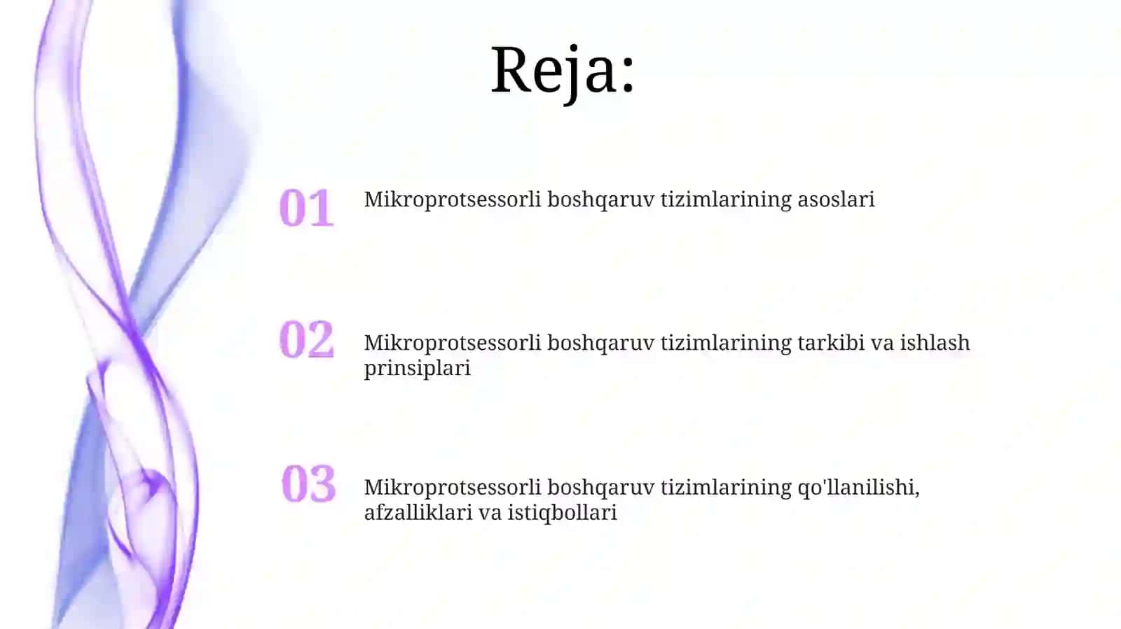 Mikroprotsessorli boshqarish tizimlari,ularning tuzilishi,ishlash prinsiplari 2
