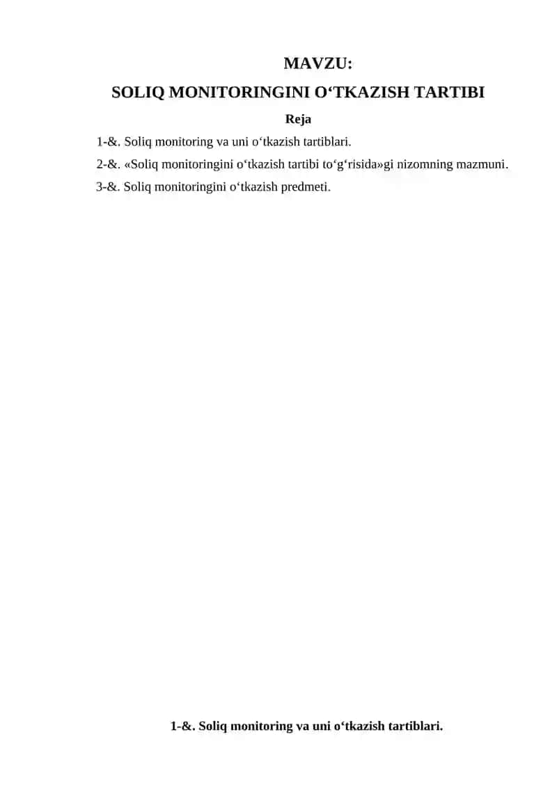 SOLIQ MONITORINGINI O‘TKAZISH TARTIBI 2