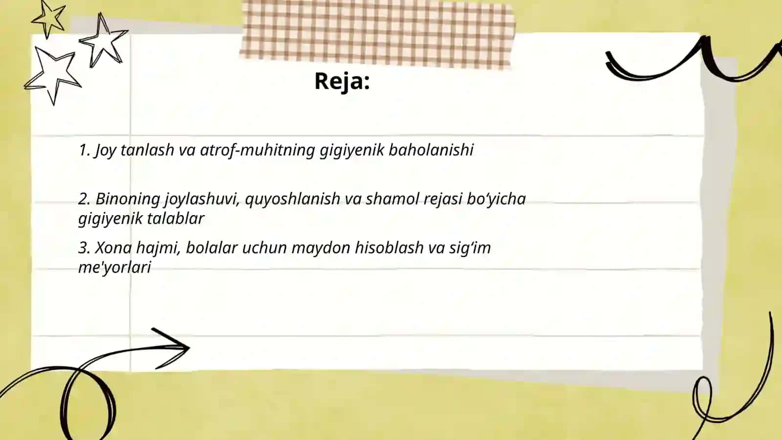Bolalar muassasalarini loyihalashtirish, qurish va jihozlashga boʻlgan gigiyenik talablar 2