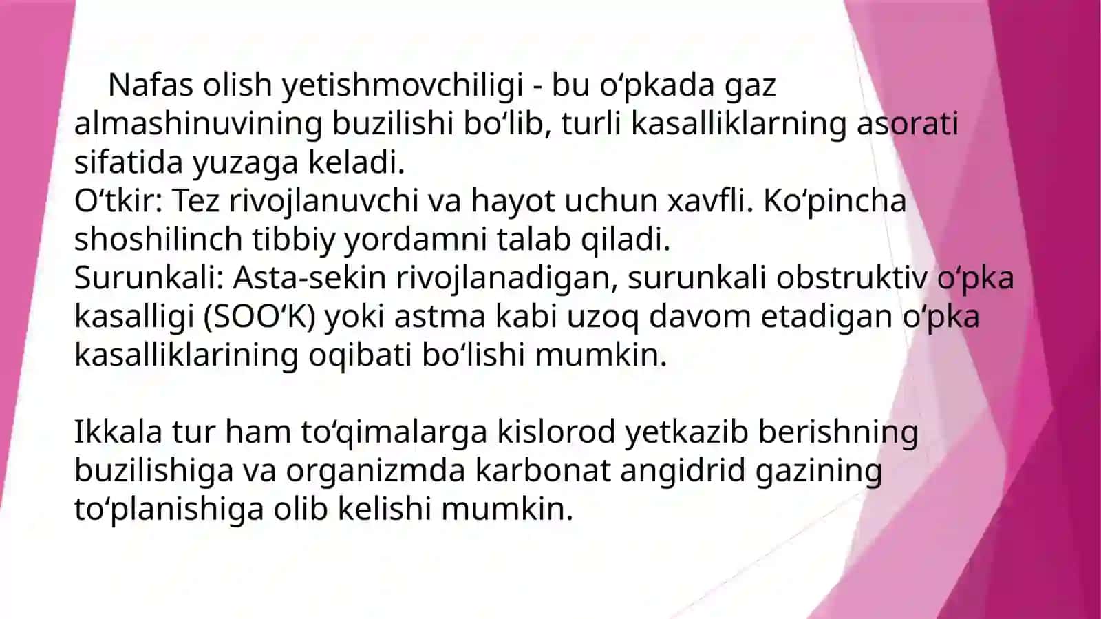 O‘tkir nafas yetishmovchiligi 2