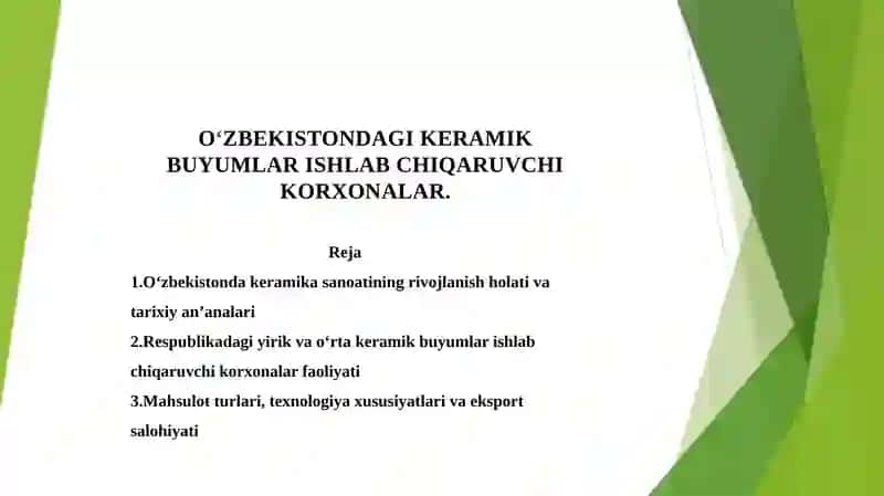 O‘zbekistondagi Keramik Buyumlar Ishlab Chiquvchi Korxonalar 2