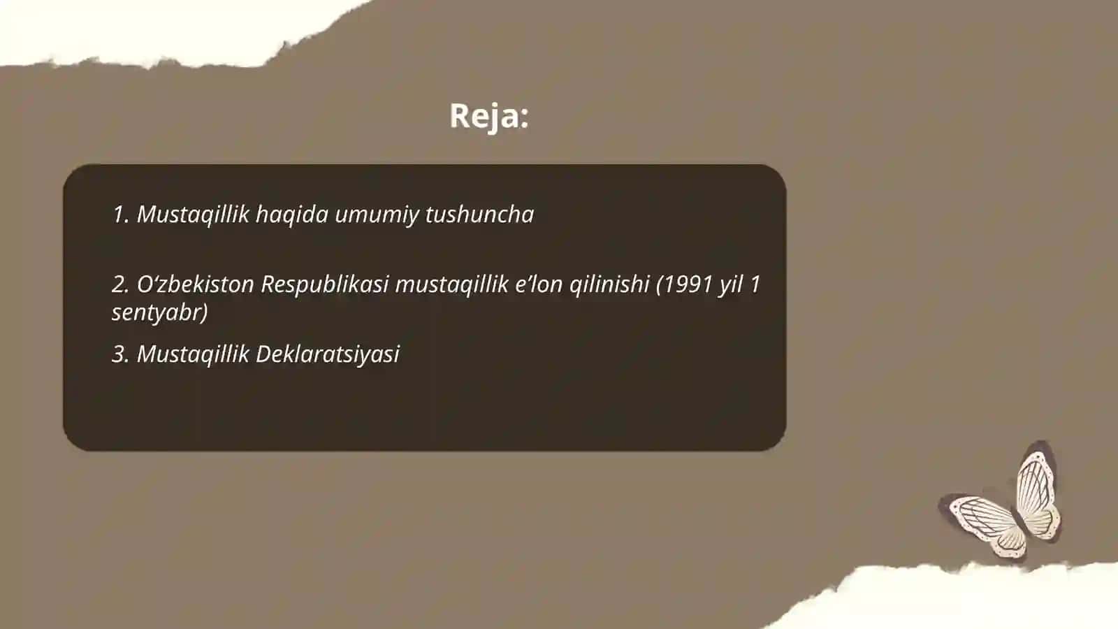 Oʻzbekistonning eng yangi tarixi fanidan tayyorlagan taqdimoti 2