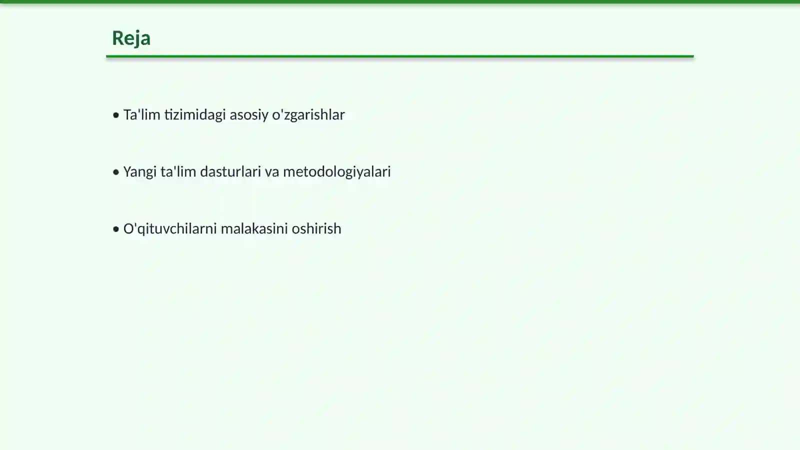 Ta'lim sohasidagi amalga oshirilgan islohotlar 2