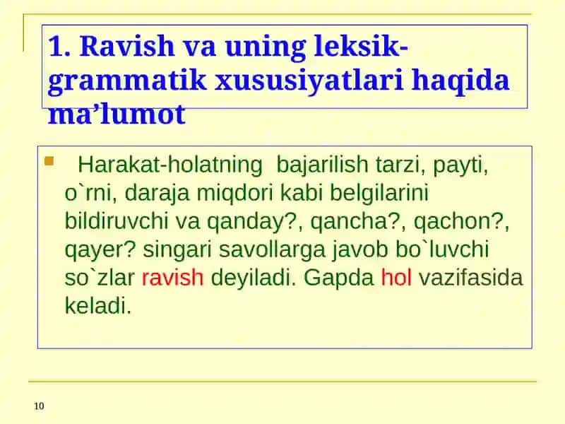 Ravish va uning leksik-grammatik xususiyatlari 2