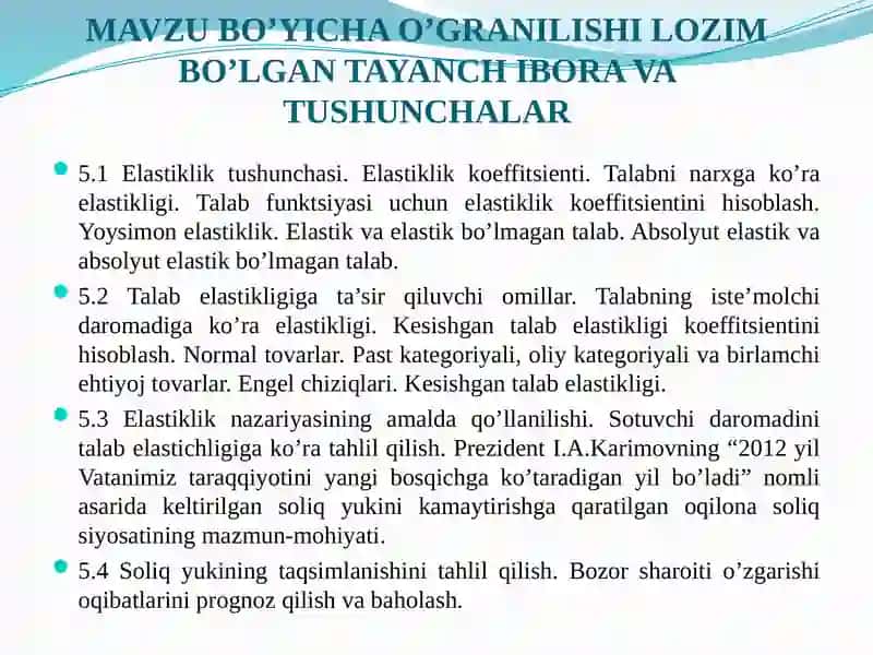 Talab va taklif elastikligi 2