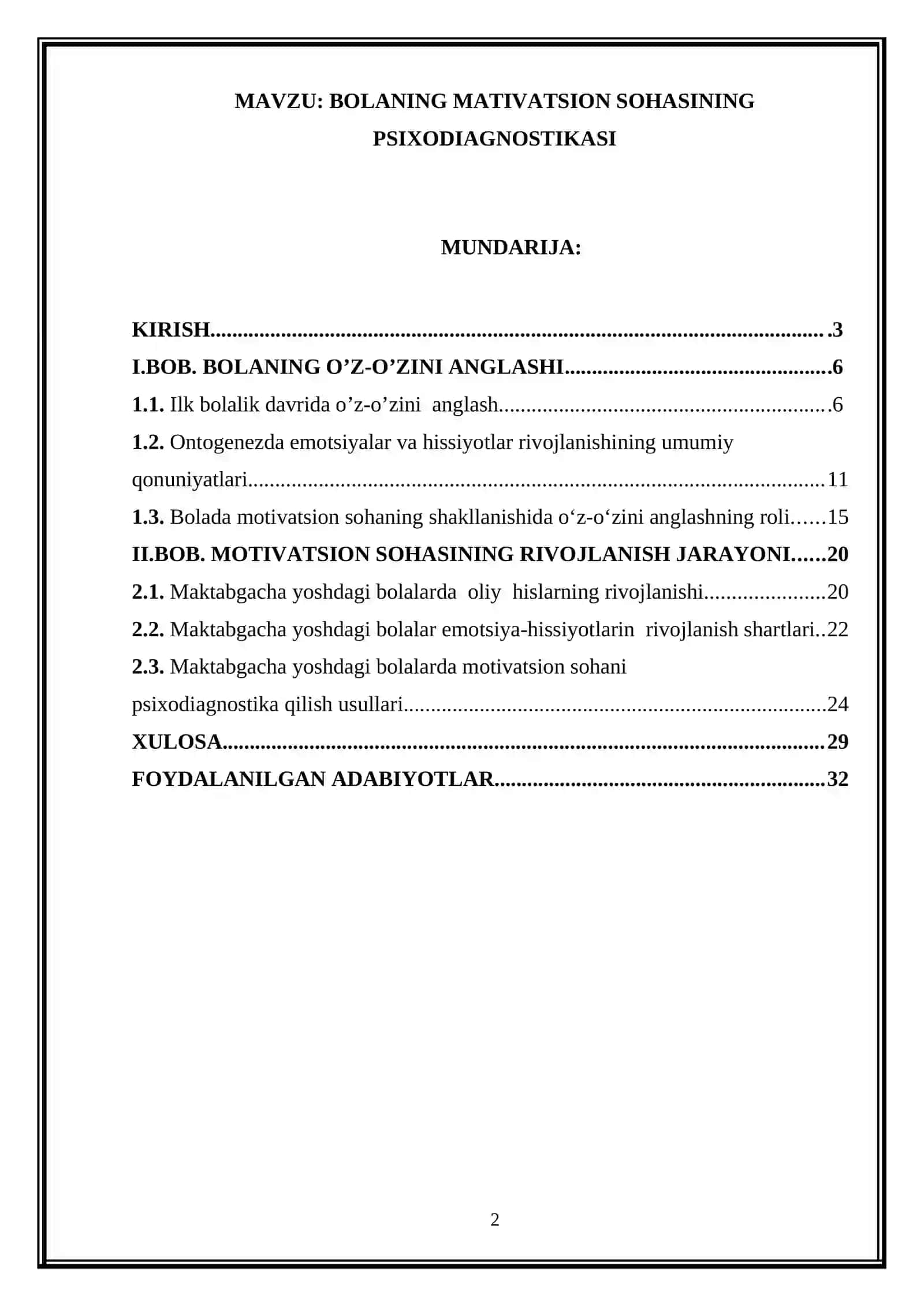 BOLANING MATIVATSION SOHASINING PSIXODIAGNOSTIKASI 2