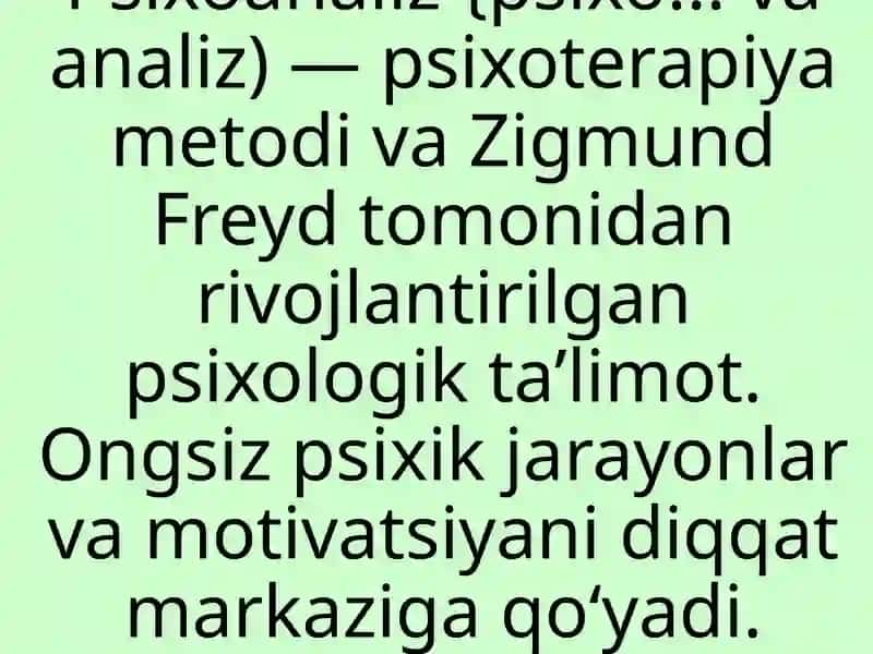 Psixoanaliz talimoti va uning tibbiyotdagi oʻrni 2